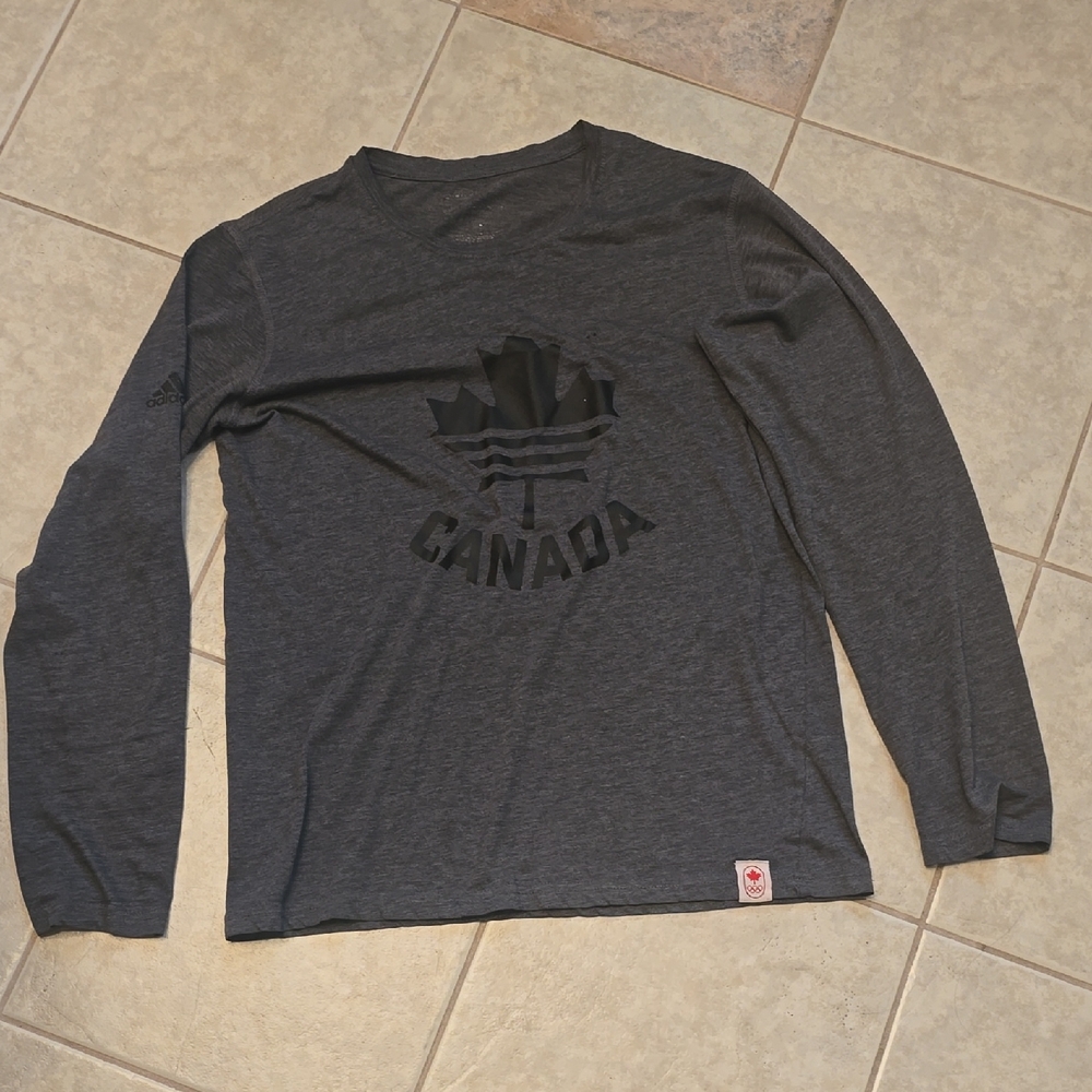 Adidas Men's Dark Gray Long Sleeve Tee